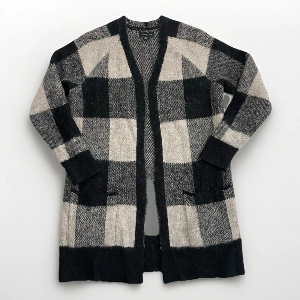 Lucky Brand Sz XS Cozy Rustic Buffalo Check Open Oversized Cardigan Pockets